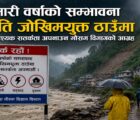 भारी वर्षाको सम्भावना अति जोखिमयूक्त ठाउँमा आवश्यक सतर्कता अपनाउन मौसम विभागको आग्रह