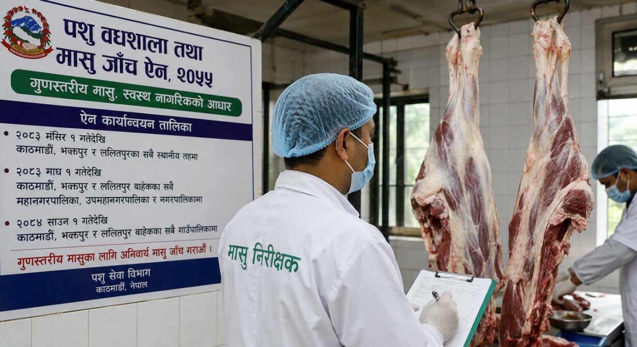 काठमाडौं उपत्यकामा मंसिरदेखि मासु जाँच अनिवार्य, देशभर चरणबद्ध रूपमा कार्यान्वयन हुँदै